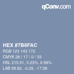 カラーコード: HEX #7B8FAC | qconv.com