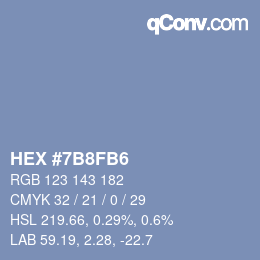Color code: HEX #7B8FB6 | qconv.com