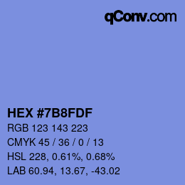 Color code: HEX #7B8FDF | qconv.com