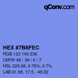 Color code: HEX #7B8FEC | qconv.com