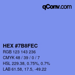 カラーコード: HEX #7B8FEC | qconv.com
