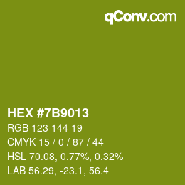 カラーコード: HEX #7B9013 | qconv.com