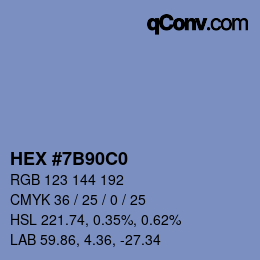 カラーコード: HEX #7B90C0 | qconv.com