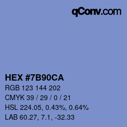 Color code: HEX #7B90CA | qconv.com