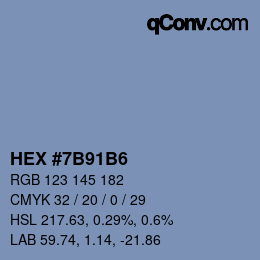 カラーコード: HEX #7B91B6 | qconv.com