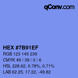 Color code: HEX #7B91EF | qconv.com