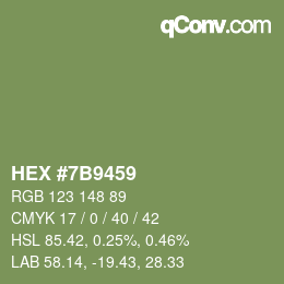 Farbcode: HEX #7B9459 | qconv.com