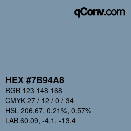 颜色代码: HEX #7B94A8 | qconv.com