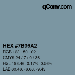 颜色代码: HEX #7B96A2 | qconv.com