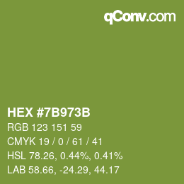 颜色代码: HEX #7B973B | qconv.com
