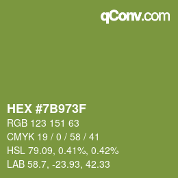 Color code: HEX #7B973F | qconv.com