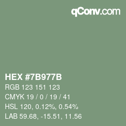 Color code: HEX #7B977B | qconv.com