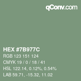 Color code: HEX #7B977C | qconv.com