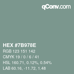 Color code: HEX #7B978E | qconv.com