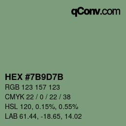 Color code: HEX #7B9D7B | qconv.com