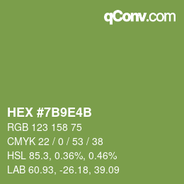 Color code: HEX #7B9E4B | qconv.com