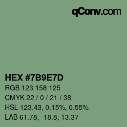 颜色代码: HEX #7B9E7D | qconv.com