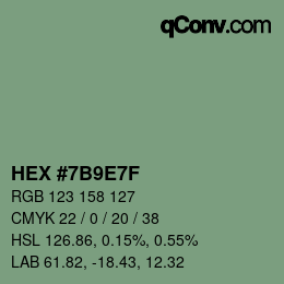 Color code: HEX #7B9E7F | qconv.com
