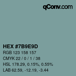 Color code: HEX #7B9E9D | qconv.com