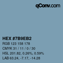 颜色代码: HEX #7B9EB2 | qconv.com