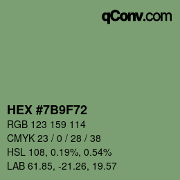 Color code: HEX #7B9F72 | qconv.com