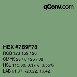 Color code: HEX #7B9F78 | qconv.com