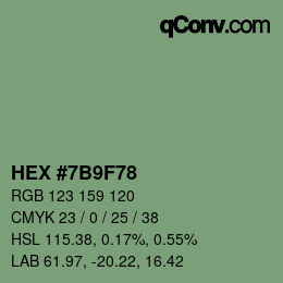 Color code: HEX #7B9F78 | qconv.com