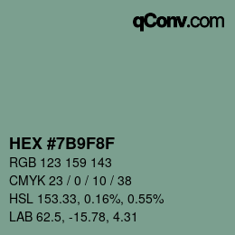 颜色代码: HEX #7B9F8F | qconv.com