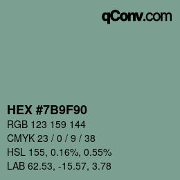 Color code: HEX #7B9F90 | qconv.com