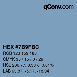 カラーコード: HEX #7B9FBC | qconv.com