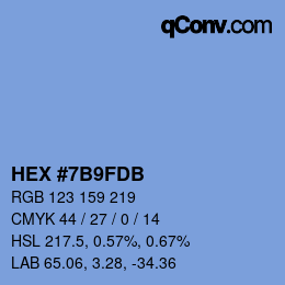 颜色代码: HEX #7B9FDB | qconv.com