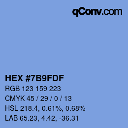 カラーコード: HEX #7B9FDF | qconv.com