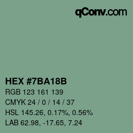 Color code: HEX #7BA18B | qconv.com