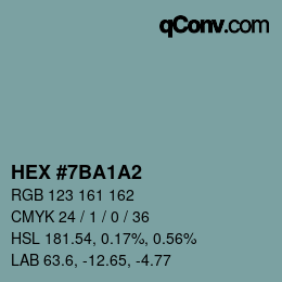 Color code: HEX #7BA1A2 | qconv.com