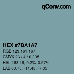 Farbcode: HEX #7BA1A7 | qconv.com