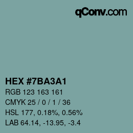 カラーコード: HEX #7BA3A1 | qconv.com