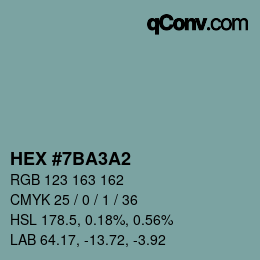 Color code: HEX #7BA3A2 | qconv.com