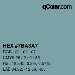 颜色代码: HEX #7BA3A7 | qconv.com