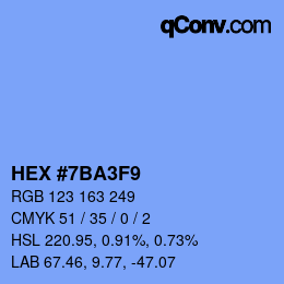 Farbcode: HEX #7BA3F9 | qconv.com