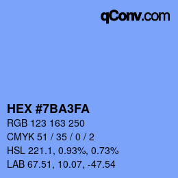 颜色代码: HEX #7BA3FA | qconv.com