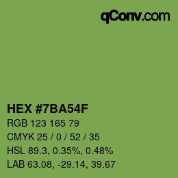 Farbcode: HEX #7BA54F | qconv.com