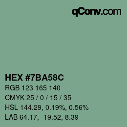 Color code: HEX #7BA58C | qconv.com