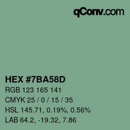Color code: HEX #7BA58D | qconv.com