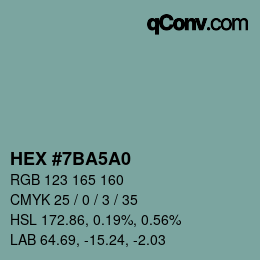 カラーコード: HEX #7BA5A0 | qconv.com