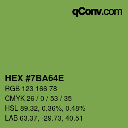 Color code: HEX #7BA64E | qconv.com