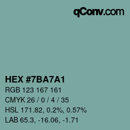 Código de color: HEX #7BA7A1 | qconv.com