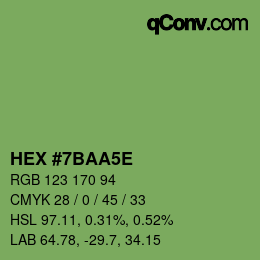 Color code: HEX #7BAA5E | qconv.com