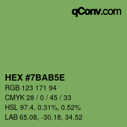 Color code: HEX #7BAB5E | qconv.com