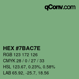 Color code: HEX #7BAC7E | qconv.com