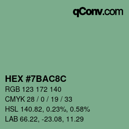 カラーコード: HEX #7BAC8C | qconv.com